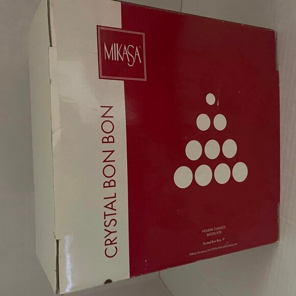 MIKASA Crystal FOOTED BON BON DISH Germany Winter Scene 9”HOLIDAY CLASSICS 10.5 - Picture 4 of 5